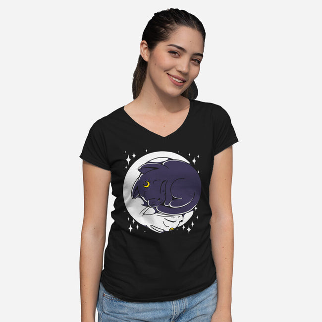 Sleeping Moon-womens v-neck tee-estudiofitas