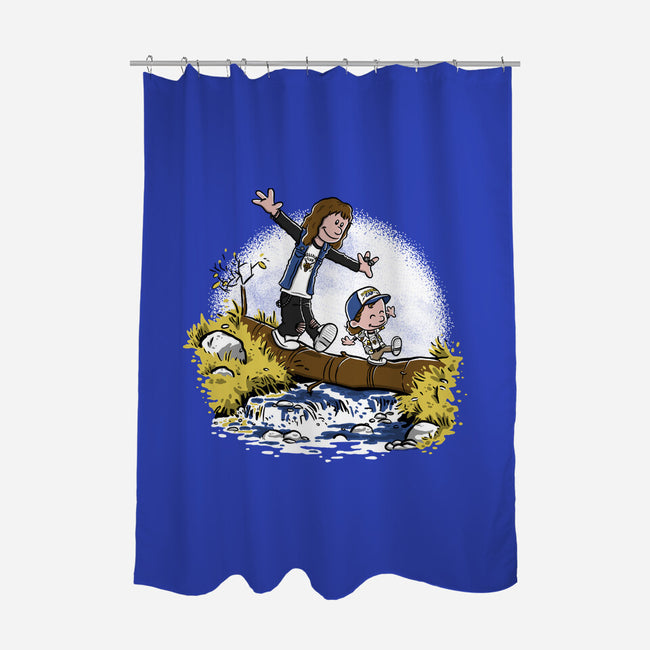 Eddie and Dustin-none polyester shower curtain-paulagarcia