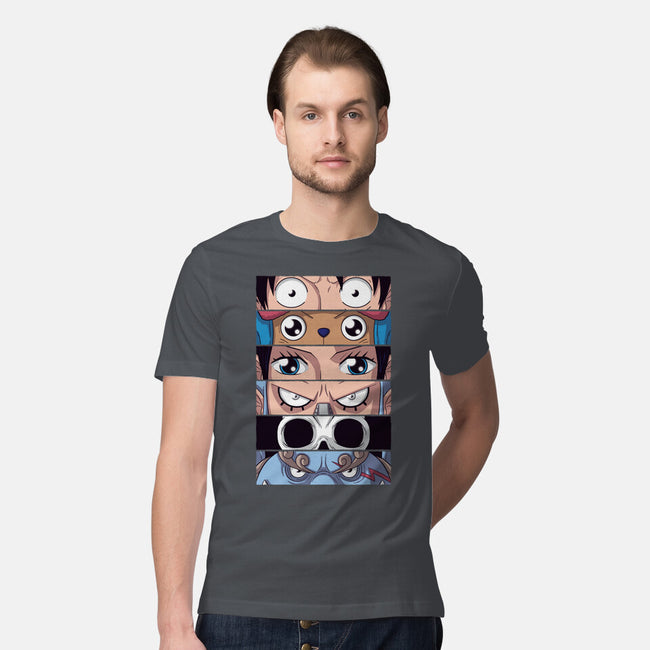 Straw Hat Eyes-mens premium tee-danielmorris1993