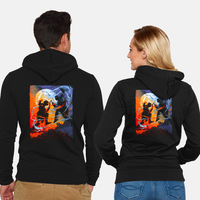 Mortal Battle-unisex zip-up sweatshirt-rondes
