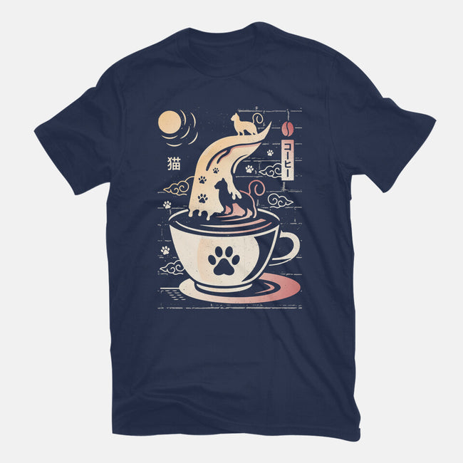 Coffee Night Japanese Cats-womens fitted tee-Logozaste