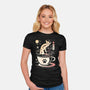 Coffee Night Japanese Cats-womens fitted tee-Logozaste