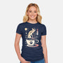 Coffee Night Japanese Cats-womens fitted tee-Logozaste
