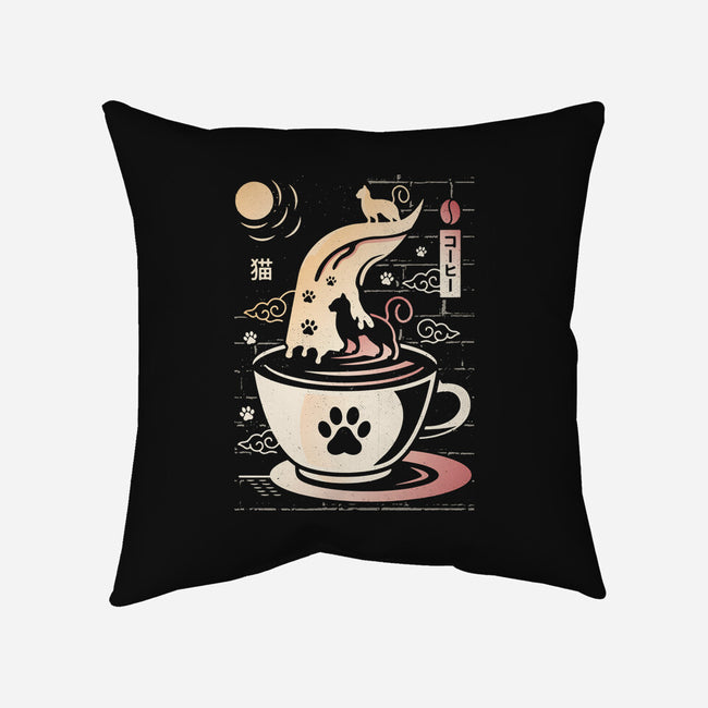 Coffee Night Japanese Cats-none removable cover throw pillow-Logozaste