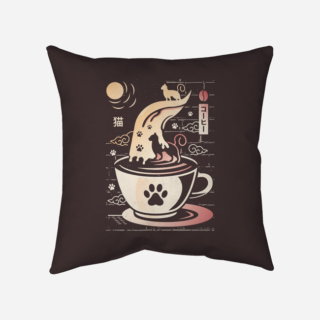 Coffee Night Japanese Cats-none removable cover throw pillow-Logozaste