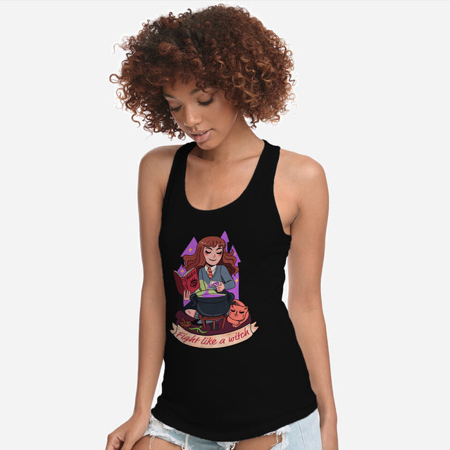 Fight Like A Witch-womens racerback tank-Conjura Geek