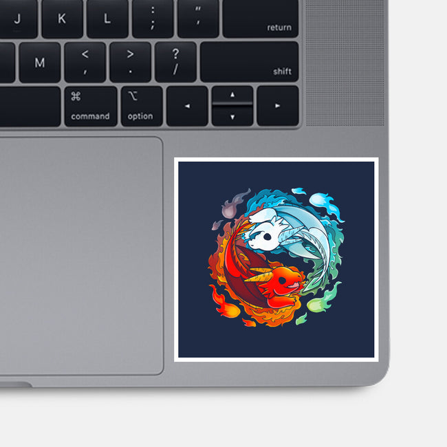 Yin Yang Fire Water Dragons-none glossy sticker-Vallina84