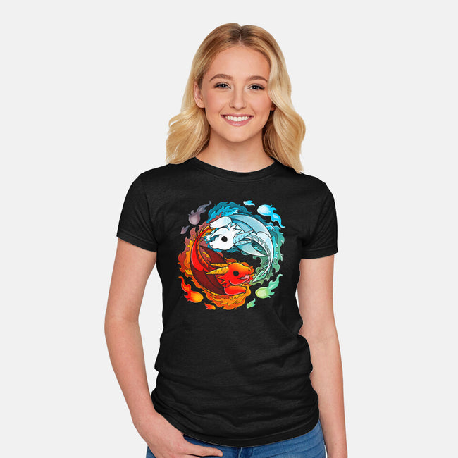 Yin Yang Fire Water Dragons-womens fitted tee-Vallina84
