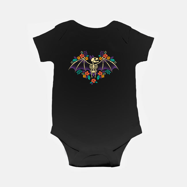 Flowered Bat Skeleton-baby basic onesie-NemiMakeit
