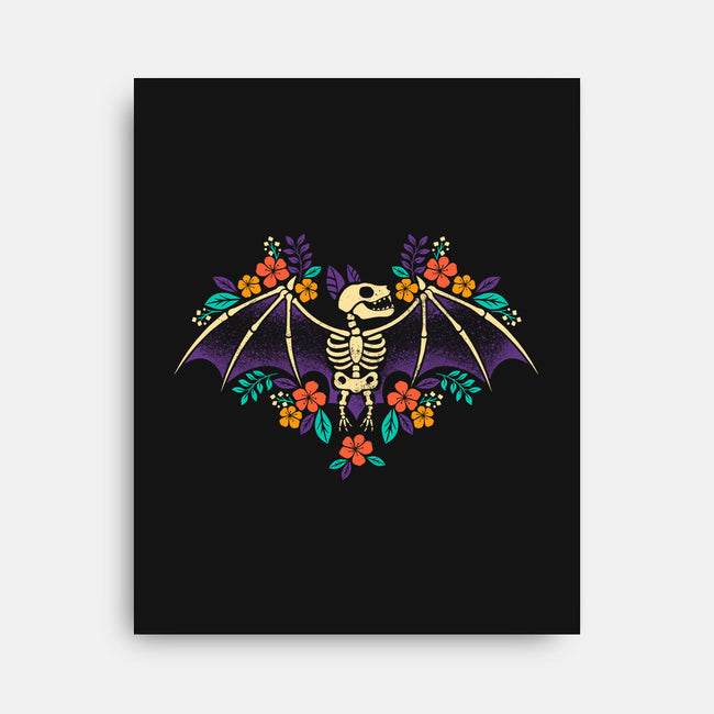 Flowered Bat Skeleton-none stretched canvas-NemiMakeit