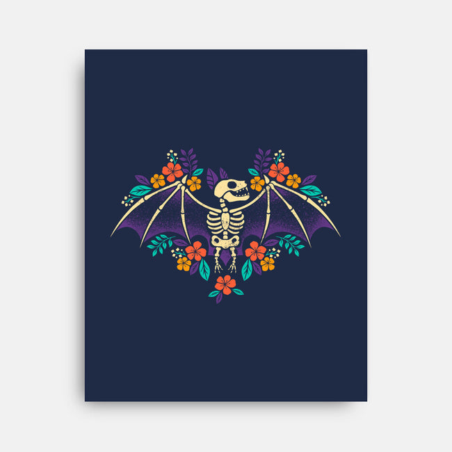 Flowered Bat Skeleton-none stretched canvas-NemiMakeit