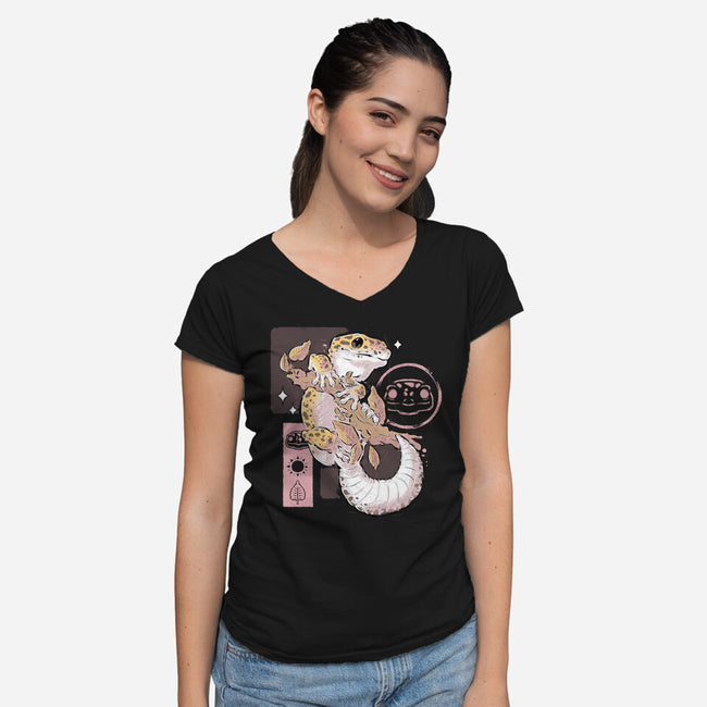 Leopard Gecko-womens v-neck tee-xMorfina