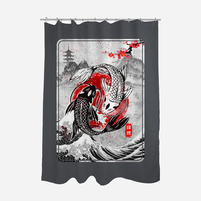 The Koi Fish Yin Yang-none polyester shower curtain-RonStudio