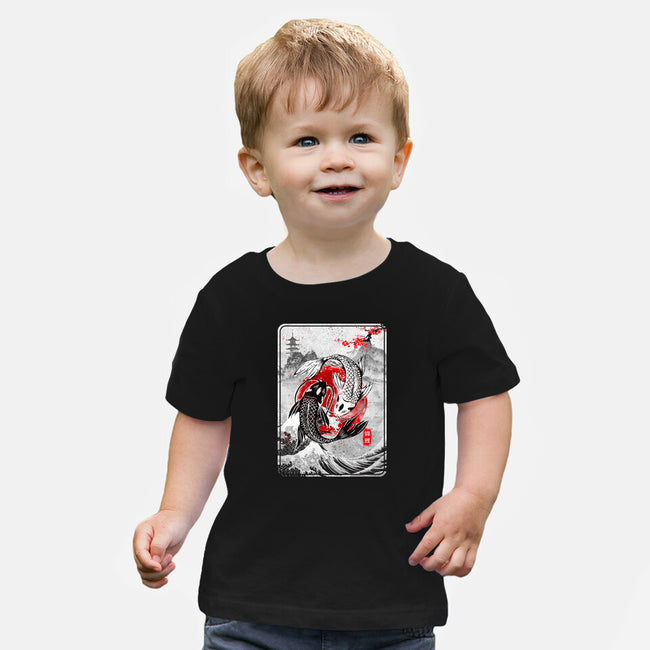 The Koi Fish Yin Yang-baby basic tee-RonStudio