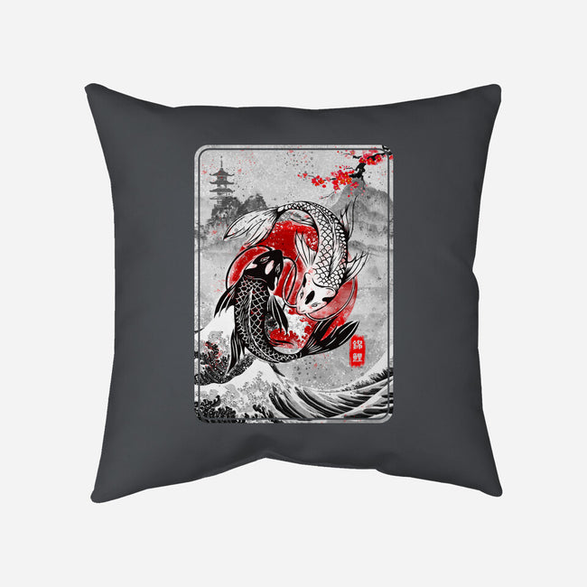 The Koi Fish Yin Yang-none removable cover w insert throw pillow-RonStudio