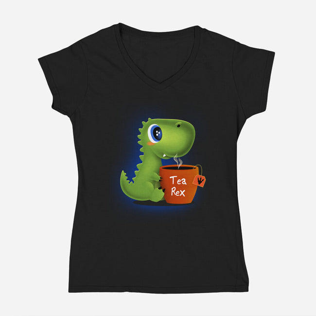 Tea Rex-womens v-neck tee-erion_designs