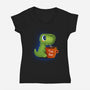 Tea Rex-womens v-neck tee-erion_designs