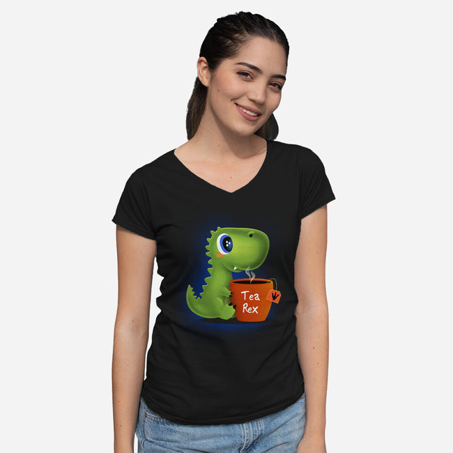 Tea Rex-womens v-neck tee-erion_designs