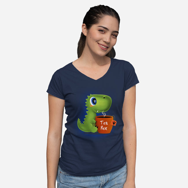 Tea Rex-womens v-neck tee-erion_designs