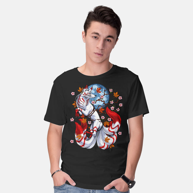 Kitsune Japanese Fox-mens basic tee-Anes Josh