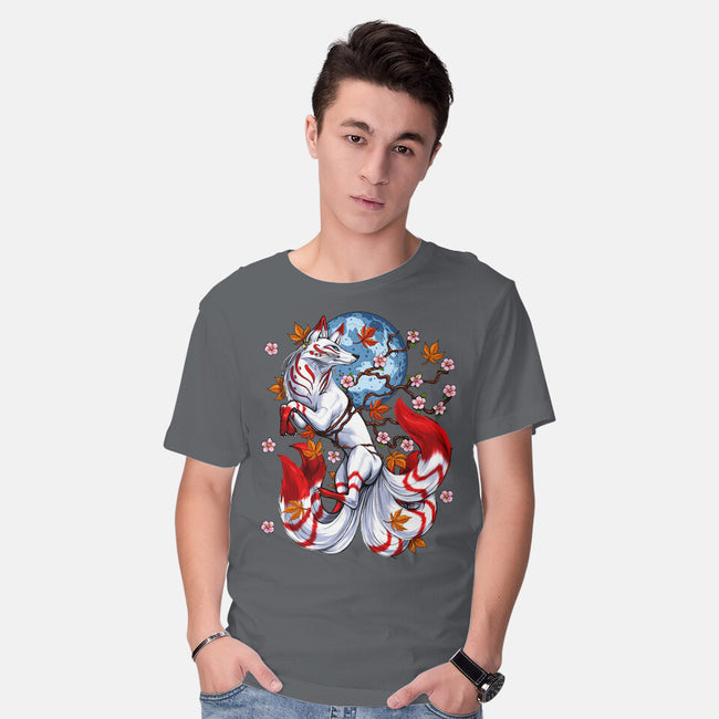 Kitsune Japanese Fox-mens basic tee-Anes Josh