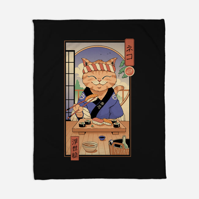 Sushi Cat In Edo-none fleece blanket-vp021
