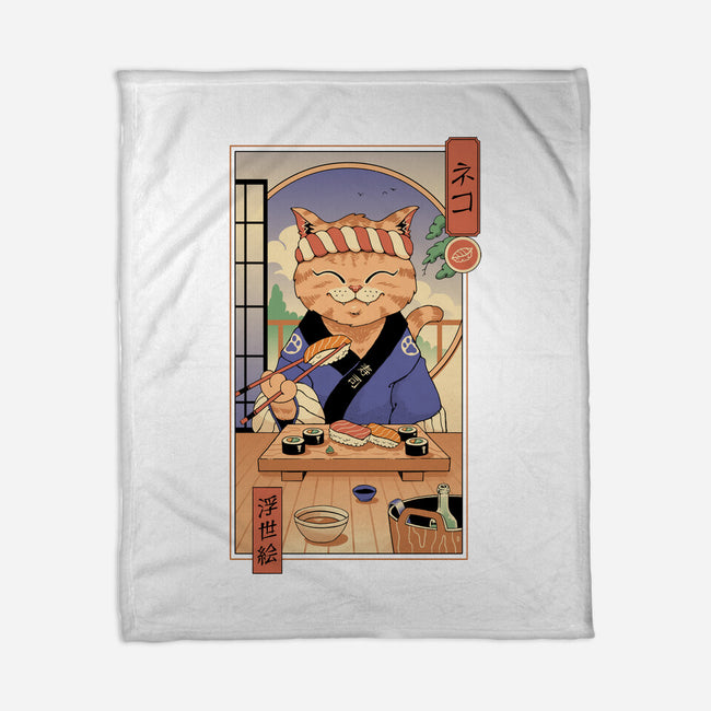 Sushi Cat In Edo-none fleece blanket-vp021