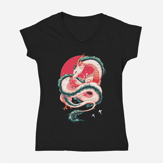 Dragon Love-womens v-neck tee-Bellades