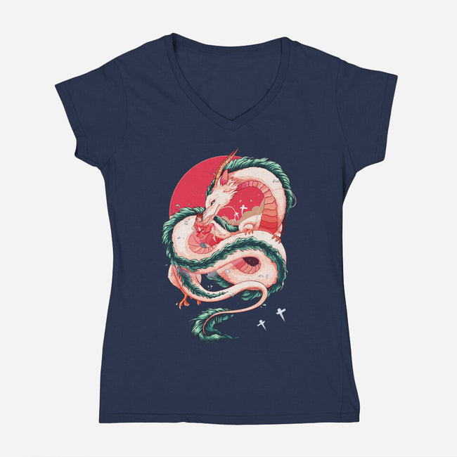 Dragon Love-womens v-neck tee-Bellades