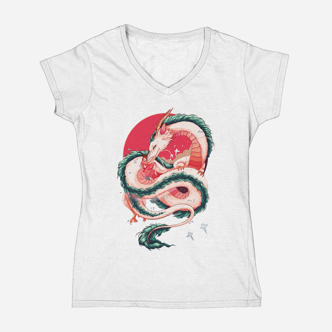 Dragon Love-womens v-neck tee-Bellades