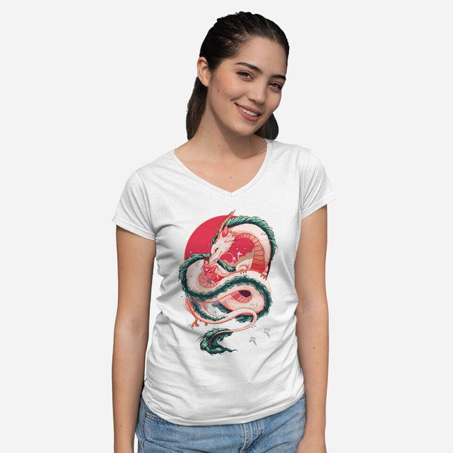 Dragon Love-womens v-neck tee-Bellades