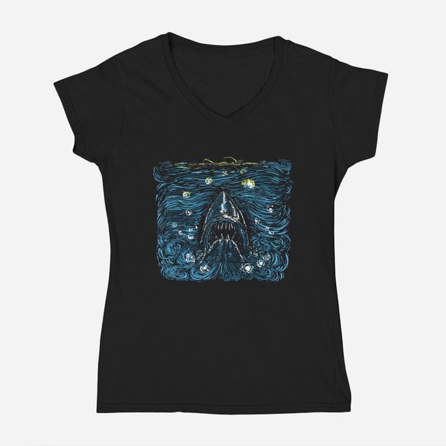 Starry Shark-womens v-neck tee-zascanauta