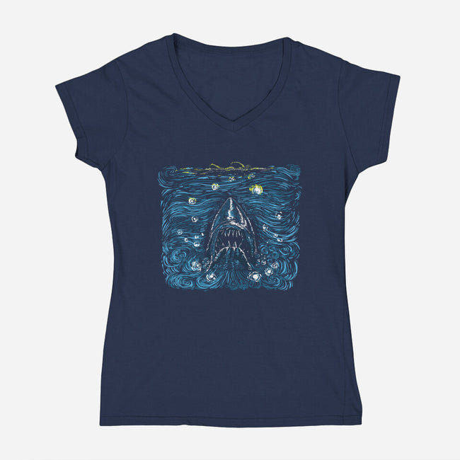 Starry Shark-womens v-neck tee-zascanauta