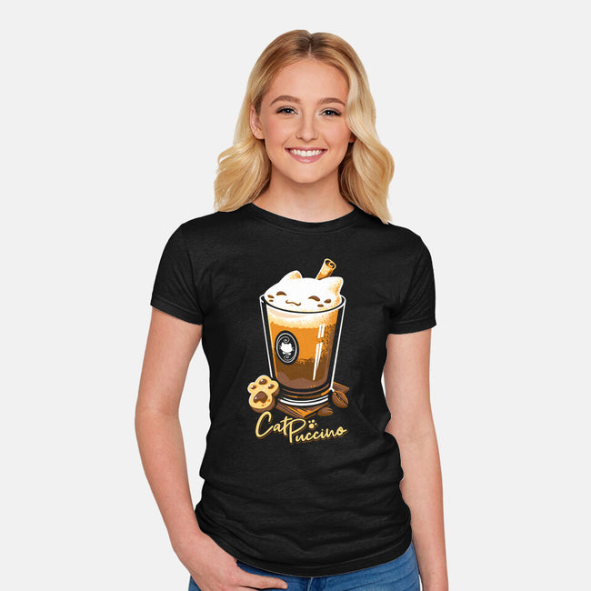 CatPuccino-womens fitted tee-Snouleaf