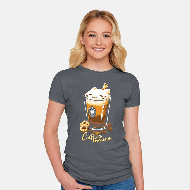 CatPuccino-womens fitted tee-Snouleaf