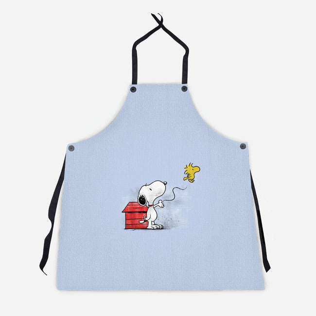 Dog With Bird-unisex kitchen apron-zascanauta