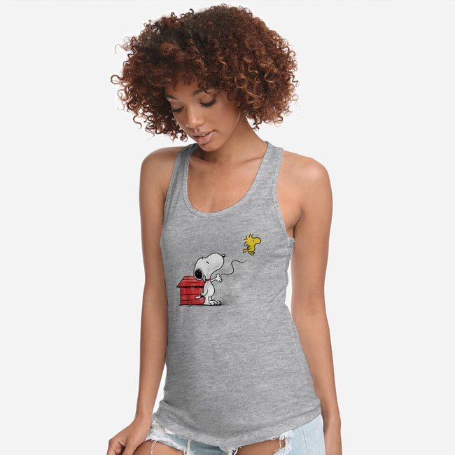 Dog With Bird-womens racerback tank-zascanauta