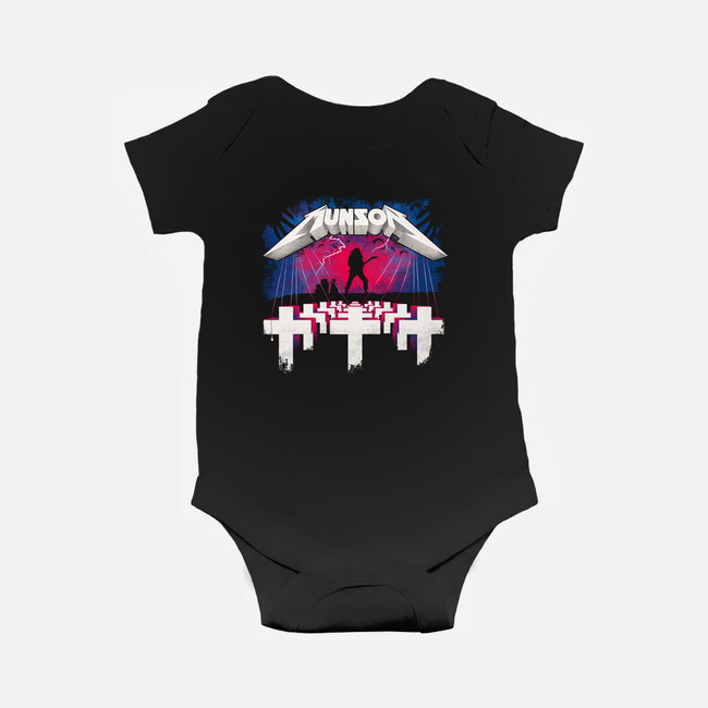Munson Master Of Metal-baby basic onesie-rocketman_art
