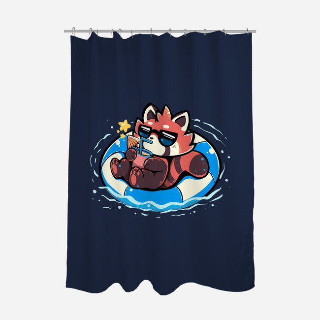 Summer Red Panda-none polyester shower curtain-TechraNova