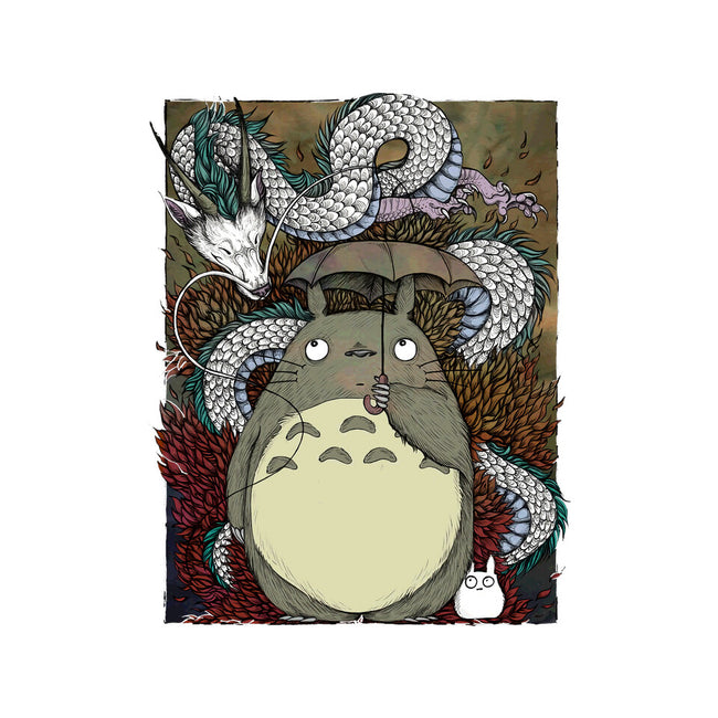 Dragon And God Of Forest-none adjustable tote bag-Bellades