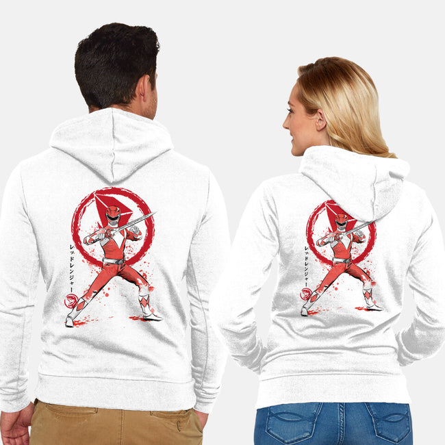 Red Ranger Sumi-e-unisex zip-up sweatshirt-DrMonekers