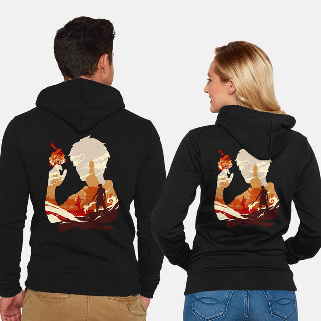 Fire And Lightning-unisex zip-up sweatshirt-RamenBoy