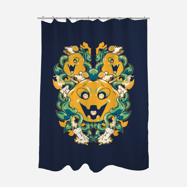 Pumpkin Coral-none polyester shower curtain-1Wing