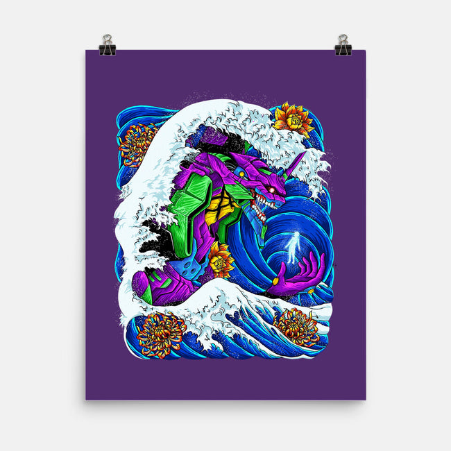 The Great Wave Of Mecha 01-none matte poster-Bellades