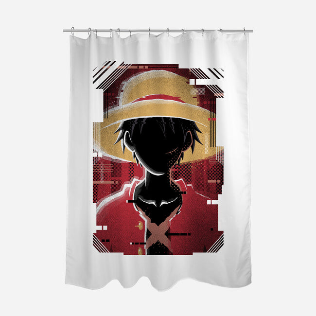 Luffy Glitch-none polyester shower curtain-danielmorris1993