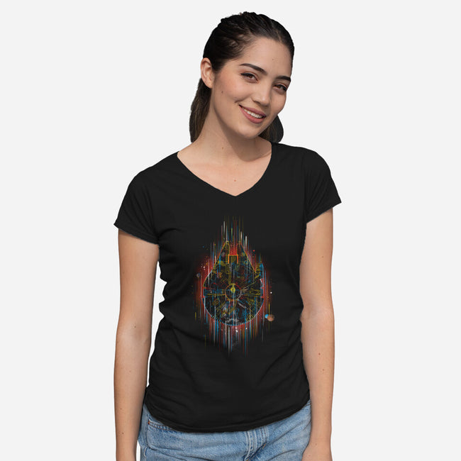 The Neon Falcon-womens v-neck tee-kharmazero