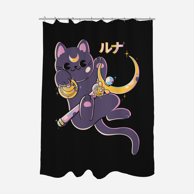 The Moon Cat-none polyester shower curtain-Douglasstencil