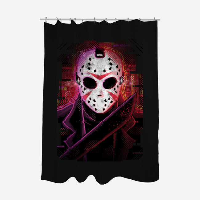 Jason Glitch-none polyester shower curtain-danielmorris1993