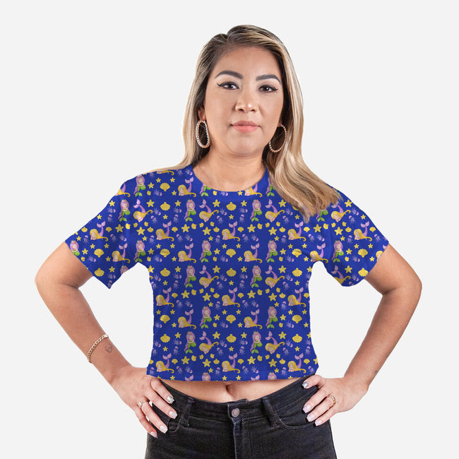 Mermaids-womens all over print cropped tee-Pod Bloom