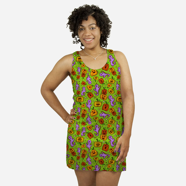 Spooky Pumpkins-womens all over print racerback dress-TeeFury